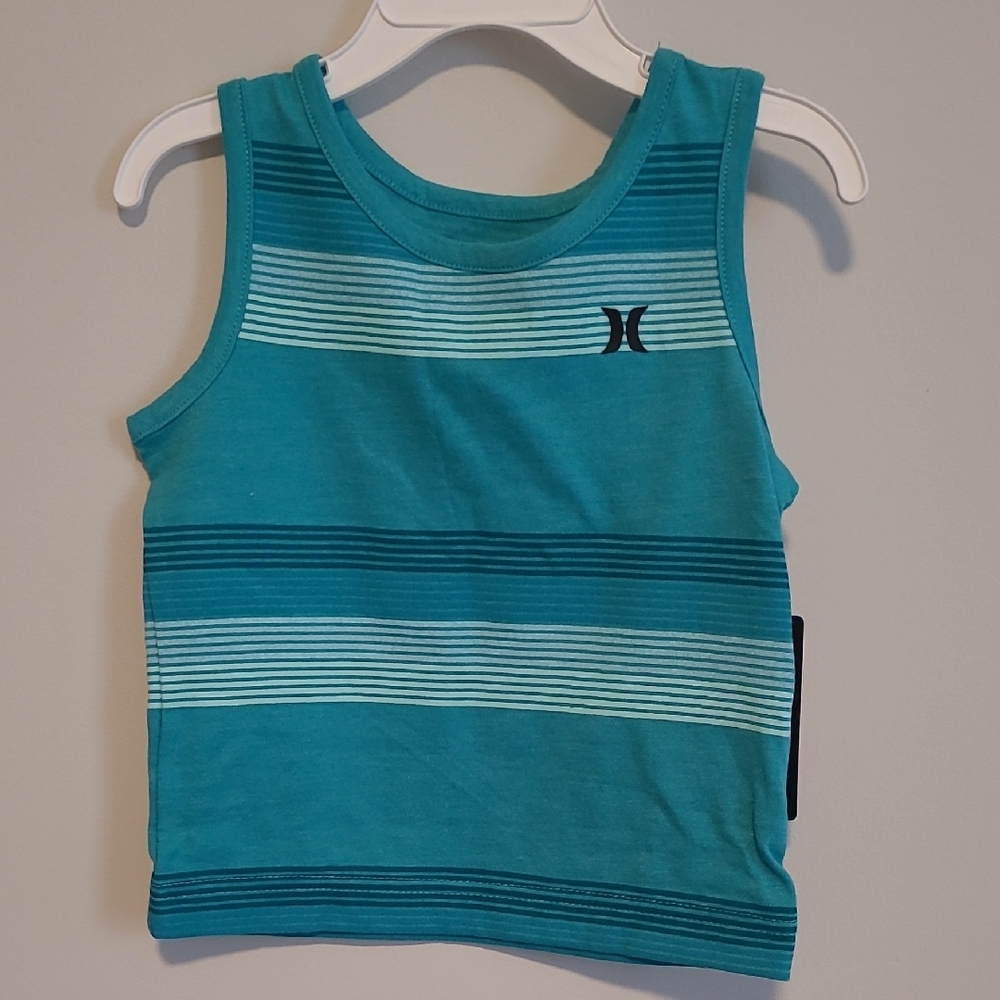 Hurley Kids Teal and Navy Striped Tank Top - Picture 1 of 10